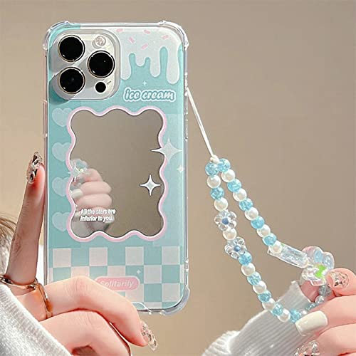 Emlivi Case for iPhone XS Max with Pearls Bracelet Flowers Fashion Mobile Phone Case Wave Protective Case Cute Strawberry Bumper Cover Soft Silicone TPU Girl Case for iPhone XS Max, Mirror