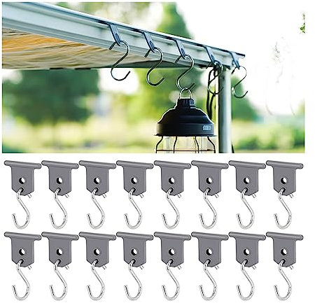 JNNJ Leiste Haken, 16 Set RV Markisenhaken, Camping Markisen Haken, Zubehör für Wohnmobil, Wohnwagen, Weihnachten Party, Camping Zelt, Innen, Außendekoration(Grau)