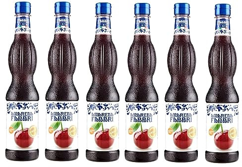 Italian Gourmet Sciroppo di Amarena Sirup Schwarzkirsche PET 6 x 560ml | Per cocktail e bevande, alkoholfreie Mischung, kräftiges Aroma für Dessert, Gesamtnettogewicht 3,36 L + Kostenlos Polpa 400g