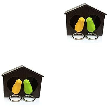 Cabilock 2 Stück 2 Wandhaken Vogelhauspfeife Schlüsselhalter Gelber Grüner Spatz Keychain Paar Schlüsselanhänger Schlüssel-organizer-wand Vogelform Schlüsselschrank Liebhaber Haushalt