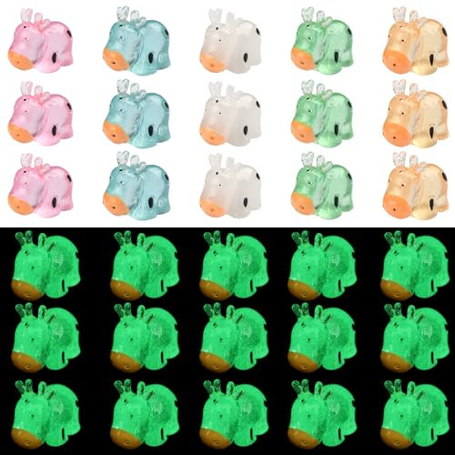 WEWAYSMILE 30 Uds 5 Estilos Minifiguras Luminosas Vaca, Lindas Figuras En Miniatura Vaca, Mini Vaca Luminosa Resina, para Adornos Mesa, Decoración Hogar, Jardín, Oficina