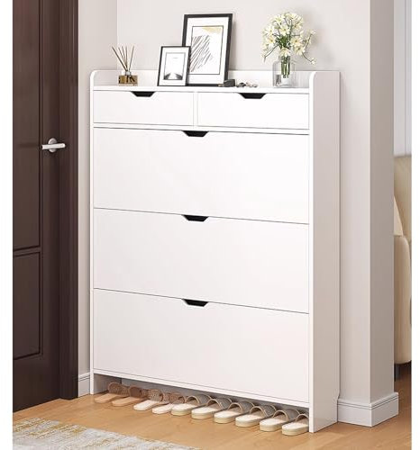Zapatero Entrada Recibidor, Mueble Zapatero Blanco, Zapatero Estrecho con Puertas, Mueble Zapatero Recibidor, para El Hogar, Apartamento