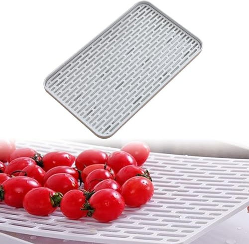 Rakiuty Vaschetta Raccogligocce,Doppio Strato Staccabile per Posate,Scolapiatti con Vassoio Antigoccia,Vassoio Scolapiatti,per Tazze,Scodelle,Frutta,31x17.5cm,1 pezzo