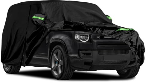 Waterproof Car Cover Intended for Land Rover Defender 110 2020-2025 | All Weather Outdoor Car Covers Full Car Cover with Zipper Door & Windproof Bands for Sun Rain Dust Protection