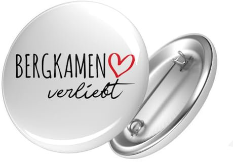 Huuraa Button Bergkamen verliebt Ansteck Pin Größe 59mm mit Namen deiner Lieblingsstadt in Nordrhein-Westfalen Geschenk Idee für Freunde und Familie