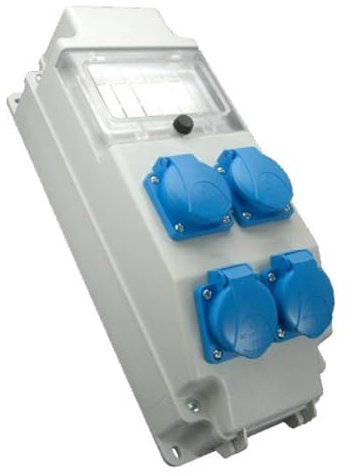 Miratic Tableau Electrique Etanche avec prises 4x250V Coffret Electrique Etanche Exterieur Repartiteur Electrique avec Fenêtre d'Inspection pour 5 Modules Supplémentaires (non inclus)