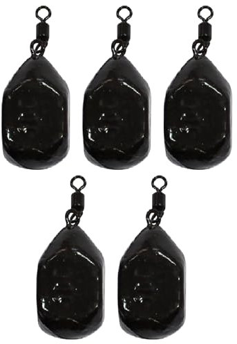 PRO FILSTAR Flach Grundblei Angeln Set 5 x 120g - Cube Form Blei Angeln mit Wirbel - Angel Bleie Set - Grundangeln - Blei Gewicht - Angelblei - Flat Fishing Weights - Bleigewichte – Karpfenblei Kit