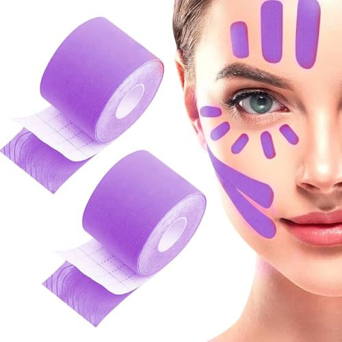Face Lifting Tape, Anti Falten Pflaster, 2 Stück Lifting Tapes Gesicht, Anti Falten Gesichtstape für Glatte Augen, Multifunktional Face Tape, Wrinkle Patch für Straffung und Straffung der Haut (Lila)