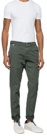 Replay Benni Hyperchino Color Xlite Jeans, 030 Military Green, 33W x 30L Uomo