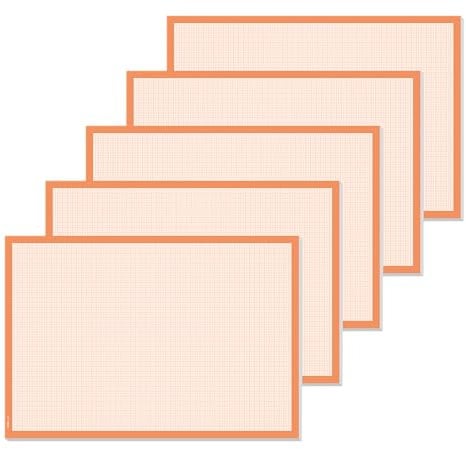 SIGEL HO270 Papier-Schreibtischunterlage zum Abreißen, Millimeterpapier-Block, 5 Stück, ca. DIN A2 - extra groß, orange, 30 Blatt, Schreibunterlage, aus nachhaltigem Papier
