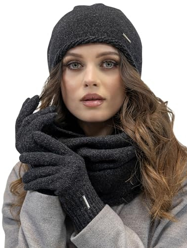 VIVISENCE Damen Beanie Mütze Winter Aus Warmem Wollgarn Klassische Herbst Wintermütze Gemütlich Mit Innenfutter Perfekter Passform Extra Komfort Modell 7087