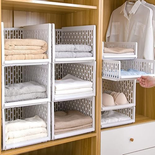 Kleiderschrank-Aufbewahrungskorb, stapelbar, ausziehbar, geschichtete Schubladen, geeignet für Kleidung, Socken, Badetücher, DIY, Schlafzimmer, Schrank-Organizer (Lowboard S)