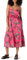 Amazon Essentials Robe Mi-Longue à Volants en Satin de Coton, Taille Empire, Coupe Ajustée et Évasée Femme, Rose Incandescent Rouge Leafy Floral, L