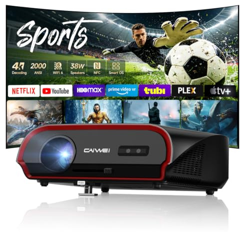 Smart Android TV 11.0 Proiettore esterno 4K, 1580 ISO Daytime Home Theater Proiettore con WiFi6 e Bluetooth, HDMI, USB, WLAN, montaggio a soffitto per console di gioco, PC, Business, Opere d'arte