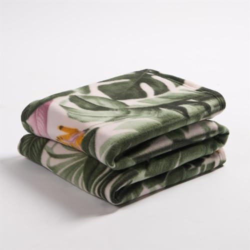 Dreamscene Fleece Blanket Tropical Print Throw, Ultra Soft Warm and Comfortable Throw Blanket for Living Room Bedroom, 100% Polyester - Easy Care, For Bed and Couch Throw, Green