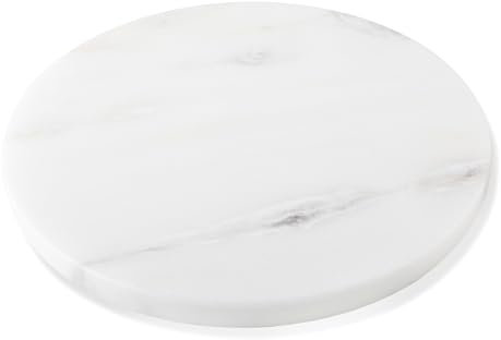 Cahzfie Tabla de Cortar Redondo de Mármol Natural África Lujoso, Cutting Board, Ideal para Carne, Pan, Verduras y Frutas, Fáciles de Limpiar, Duras y durable (Namib Bianco)