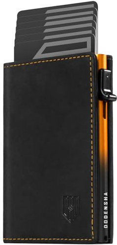 DODENSHA MagSnap Geldbörse Herren I Slim Wallet mit Münzfach I Wallets for Men für 10+ Karten I Magnetischer Verschluss portmonee Herren Slim I RFID Schutz I SchwarzGelb