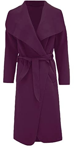 GOSTYLES® Womens Long Waterfall Italian Duster Trench Coats, Ladies Winter Wear Long Sleeve French Belted Oversized Jacket (Purple, One Size)