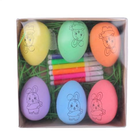Ostereier zum Bemalen – bemalbare Ostereier | Schaumstoffeier-Kritzelset | Kunst und Handwerk für Kinder | 6 Eier Färbe-Malset | Ostereier-Malset für Ostern Heimdekoration