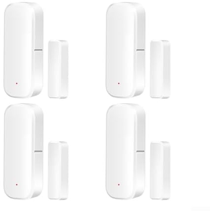 Lot de 4 capteurs de porte connectés Zigbee pour capteur Tuya Switch pour Smart Door Magnet avec support vocal pour système d'alarme pour une sécurité accrue de la maison