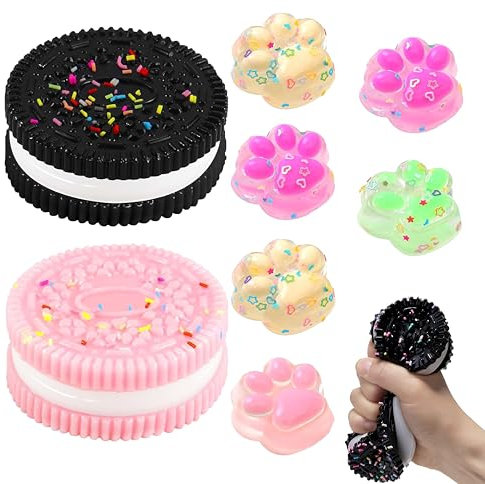 Rliocvhe Taba Squishy,2 Stück Oreo Squishy und 6 Stück Katzenpfoten Squishy,Biscuit Stress Relief Toy,Keks Stressabbauspielzeug,Tabalapka Squish Oreo,Squishy Spielzeug für Anti Stress und Angst Relief