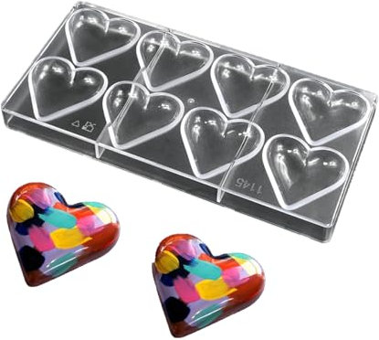 TUKE Stampo in policarbonato (PC) per cioccolatini, stampi per dolci fai da te, decorazioni per torte, cubetti di ghiaccio, strumenti di cottura riutilizzabili per la casa (D a cuore)
