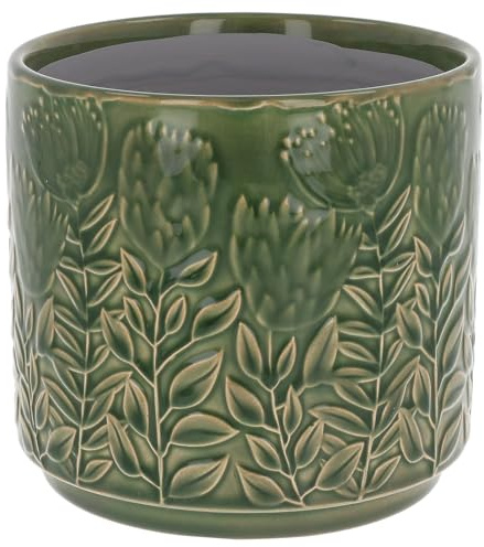 Shudehill Giftware Deco Glaze Planter Tropical, Daisy, Artichoke and more designs and colours to choose from! (Artichoke)