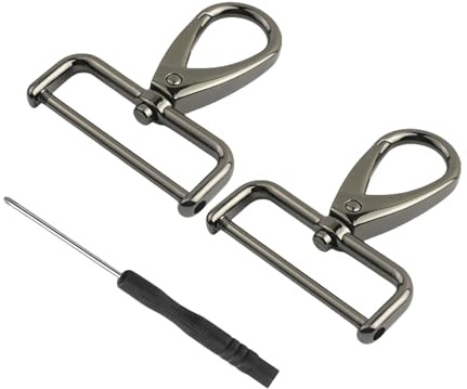 UZYXC 2 Pezzi Ganci per Borse 38mm D Anello Staccabile Scatto Gancio Metallo Moschettone Artiglio Chiusura Gancio con Cacciavite per Borsa Portachiavi Fai Da Te Creazione Nero