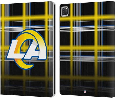 Head Case Designs Offizielle NFL Ombre Schwarzes Plaid Los Angeles Rams Art Leder-Wallet-Hülle Kompatibel mit Apple iPad Pro 12.9 2020/2021/2022