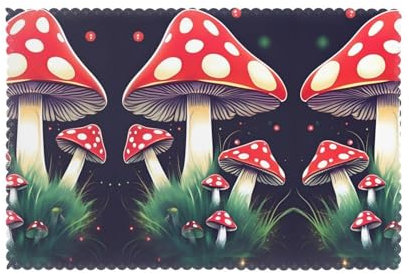 Set di 6 piatti piani con stampa di funghi magici, decorativi per casa, hotel e banchetti per tavolo da pranzo