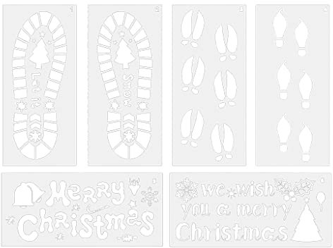 6pcs Weihnachten Zeichnung Pet Vorlagen Graffiti Vorlagen Fußabdruck Schablone 12'x5.51 Für Home Klassenzimmer Wandtür Dekoration Fußabdruck Schablone Zum Malen