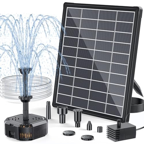POPOSOAP 6,5W Solarbrunnen mit Filter für stabilen Tagesbetrieb | Solar Springbrunnen für außen, Kompakte Filterbox für kleinen Teich, Vogelbad oder Aquarium