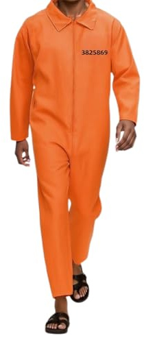Costume Carcerato Uomo Prisoner Costume Tuta Da Lavoro Intera Salopette Halloween Costumi Vestiti Arancione Donna Pantaloni Pantalone Vestito Prigioniero Officina 3Xl Imbianchino Tute Meccanico