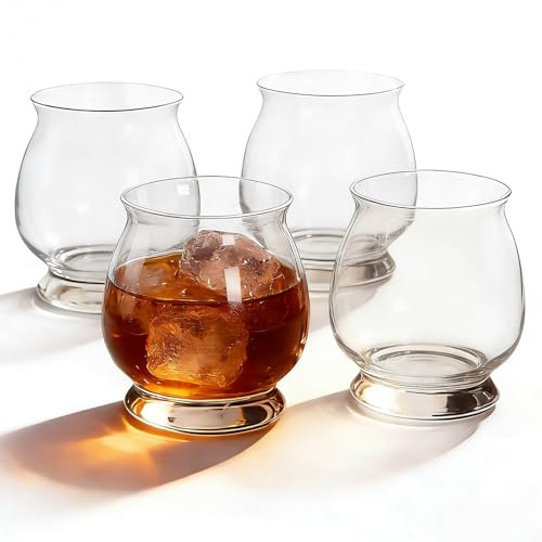 Set di 4 bicchieri da whisky, set regalo bicchieri da whisky, lavabili in lavastoviglie Whisky Nosing Tumbler Bar, 375 ml Bicchieri da acqua in cristallo senza piombo per uomini, papà, fratello (4)