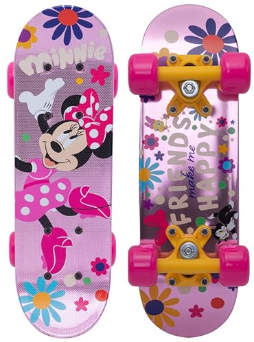 Minnie Mouse Skateboard, rutschfestes Deck, leicht, stabil bis 20 kg, 42 cm (Minnie Mouse)