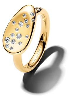 PANDORA Siegelring für Damen mit Steinen Besetzt Goldfarben 164707C01