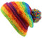 LOUDelephant Strickmütze aus grober Wolle mit Bommel, regenbogenfarben, One size