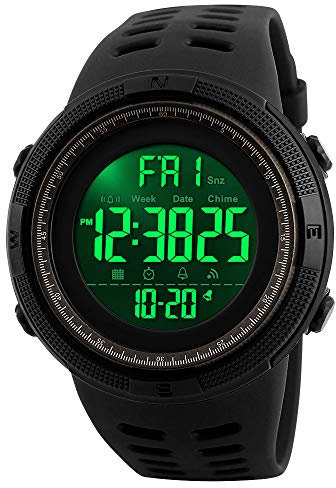 Orologio sportivo digitale da uomo orologio militare con cronometro impermeabile conto alla rovescia data automatica, marrone, L, striscia