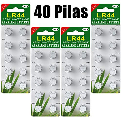Paquete 40 Batería de botón de batería alcalina Celular LR44 AG13 Paquete de 40 baterías