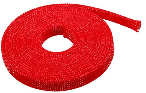 sourcing map PET Expandable Braided Sleeving Red Cable Management Sleeve