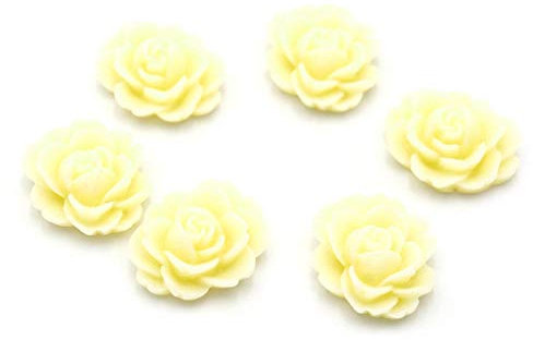 Vintageparts Cabochons als Seerose in vanille 18 x 16 mm 6 Stück zum Schmuck selber basteln
