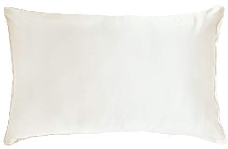 THXSILK Kissenbezug aus 100% Seide für Haar und Haut 25 Momme Maulbeerseide Kopfkissenbezug, Hypoallergen Kissenbezüge mit verstecktem Reißverschluss (40x80cm, Weiß)