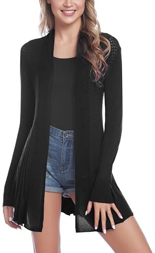Sykooria Cardigan Donna Lungo Elegante Coprispalle con Manica Lunga Leggero e Traspirante Bolero Lavorato a Maglia per Primavera Estivo Autunno