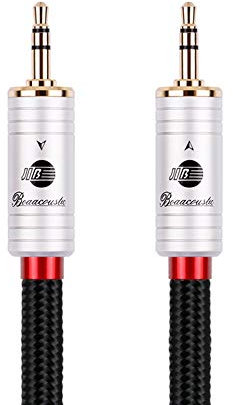 BOAACOUSTIC JIB Cavo Aux 3,5mm Qualità Audiofila,Cavo Auxiliary audio mini Jack stereo (connettore 3,5 mm maschio a maschio), per iPad, iPod, Smartphone, Autoradio, MP3-1M Nero