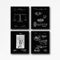 Law Posters Attorney Posters Set of 4 Lawyer Prints Law Decor Lawyer Decor Law Wall Art Patent Legal Posters Courtroom Decor WB388-WB391 (20cm x 25cm, Black Grid)