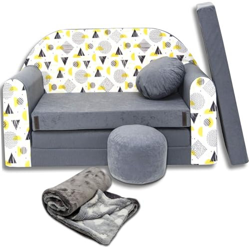 millybo Kindersofa Kinder Couch mit Schlaffunktion ausklappbar 3in1 Kinder Sofa Spielsofa mit Bettfunktion Mädchen Jungen Sitzsack Minisofa Schlafsofa Kinderzimmer Schlafsessel (AJ4)
