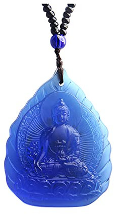 Wixine 1 collier pendentif statue de médecine Bouddha en verre béni, Verre, Verre