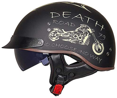 EBAYIN Casque Moto Demi Casque Bol Brain - Cap RéTro Harley Jet Casque Certifié ECE Cruiser Chopper Scooter Pilote Casque Lunettes IntéGréEs Unisexe Casque à DéGagement Rapide,D-XL=（61~62cm）