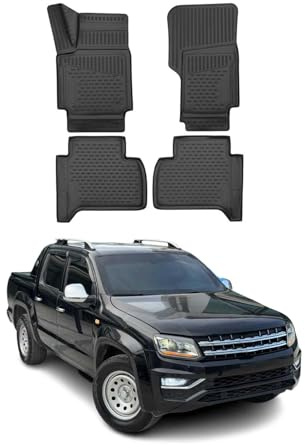 OMAC Fußmatten für VW Amarok 2019-2021 TPE 4X Schwarz | RHD, Gummimatten, Automatten, Allwetter, fahrzeugspezifisches Produkt, Antirutsch, 3D-Passform, wasserdicht
