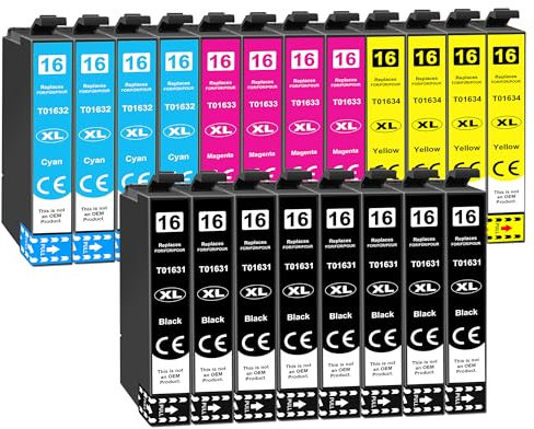 16XL Druckerpatronen Kompatibel für Epson WF 2760 Patronen 16 XL Patronen für Workforce WF-2760 WF-2630 WF-2510 WF-2660 WF-2750 WF-2650 WF-2540 WF-2530 WF-2520 WF-2010 (20er Pack)